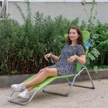Шезлонг складной (670х1250мм, макс. нагрузка 150кг,сталь, полиэстер, салатовый) ISMA ISMA-LCF12