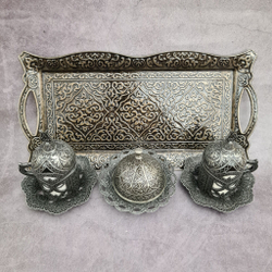 Кофейный набор "Lale" на 2 персоны с лукумницей и подносом/ACAR. Турция (медный)