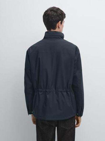 Massimo Dutti Водоотталкивающая стеганая куртка с карманами, темно-синий