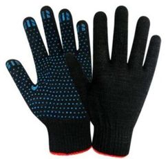 Перчатки хб, 10 класс пвх ТОЧКА 3-х нитка лайт (черная)