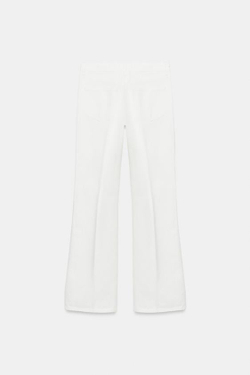 ZARA ДЖИНСЫ FLARE С ВЫСОКОЙ ПОСАДКОЙ — ZW COLLECTION, БЕЛЫЙ