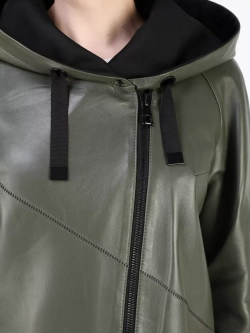 Кожаный плащ длинный с капюшоном пальто