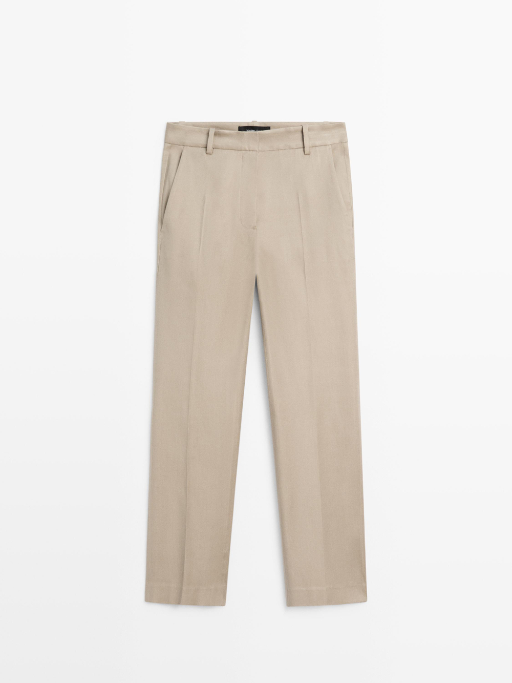 Massimo Dutti Брюки прямого кроя из смесового льна, бежевый