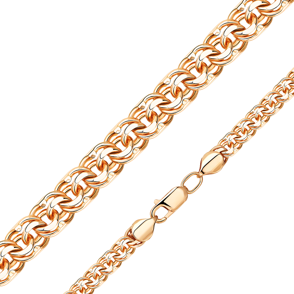 Цепь из красного золота с алмазной гранью (плетение «Бисмарк»)