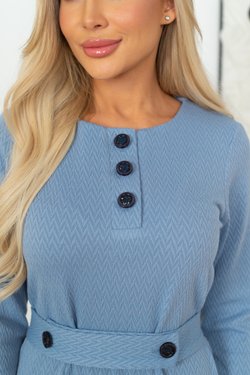 Платье серо-голубое из вязаного трикотажа