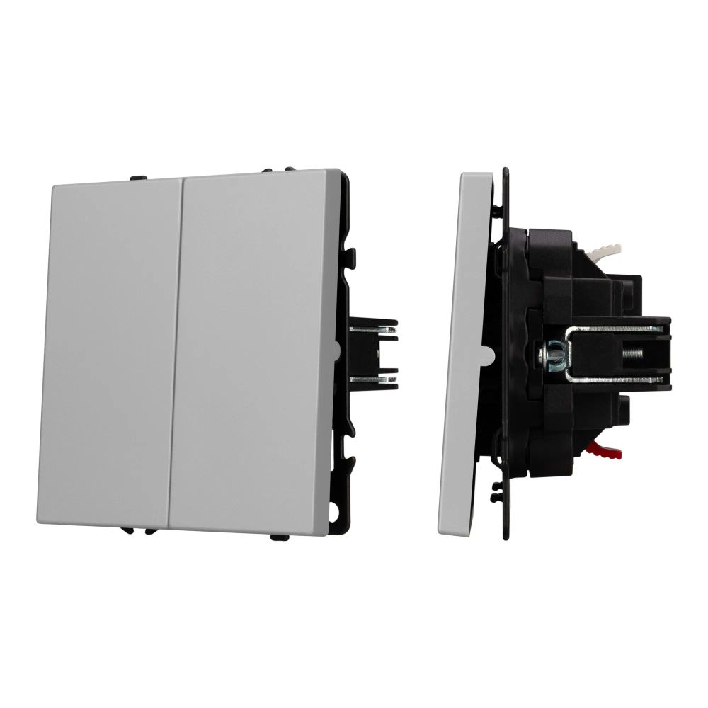 Механизм выключателя двухклавишный непроходной SWT-NOBE-MK02-SFPL-IS (230V, 10A) (Arlight, Никель) 059420