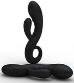 Чёрный вибратор Cupid с клиторальным отростком