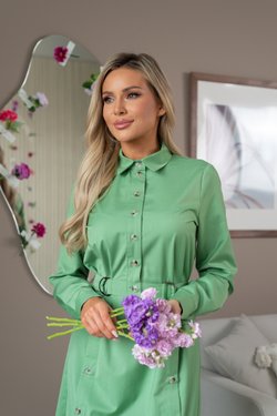 Платье-рубашка с разрезами из легкой костюмной вискозы