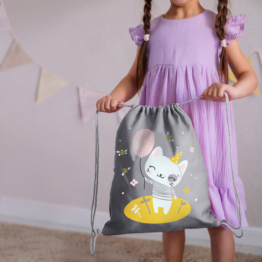 Набор для детского сада: кармашек, коврик, мешок. Котик