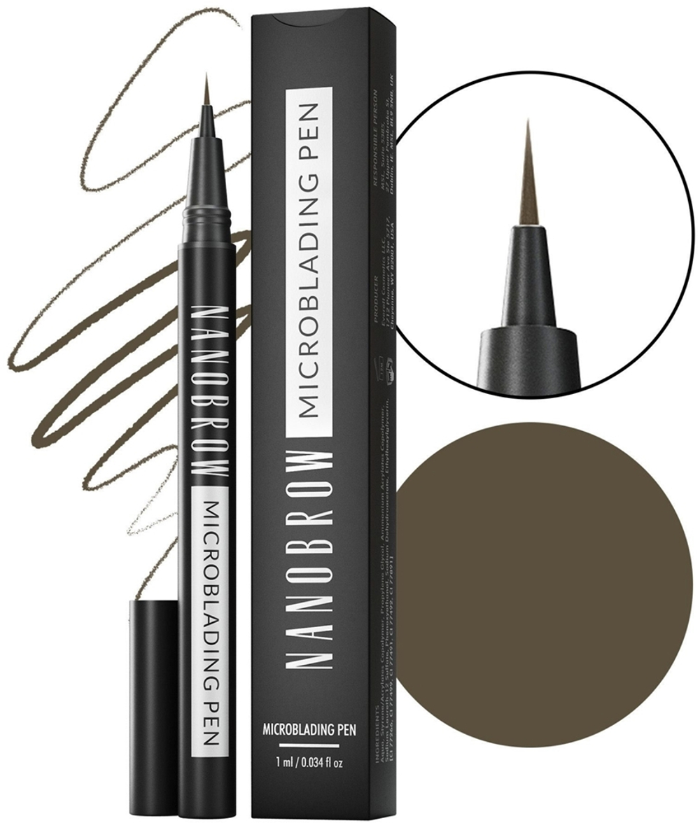 Nanobrow Microblading Pen - Точный водостойкий карандаш для бровей оттенок Dark Brown, 1 ml