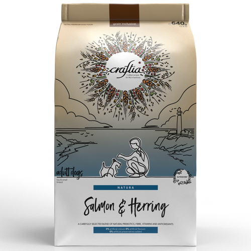Сухой корм CRAFTIA HARMONA для взрослых собак мини пород из лосося с сельдью 640 гр