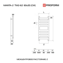 FORMA MANTA 2 60x20 (см) Дизайн-радиатор водяной