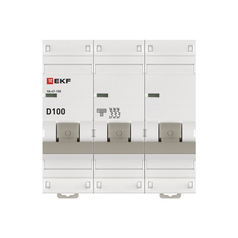 Выключатель автоматический модульный 3п D 100А 10кА ВА 47-100 PROxima EKF mcb47100-3-100D-pro
