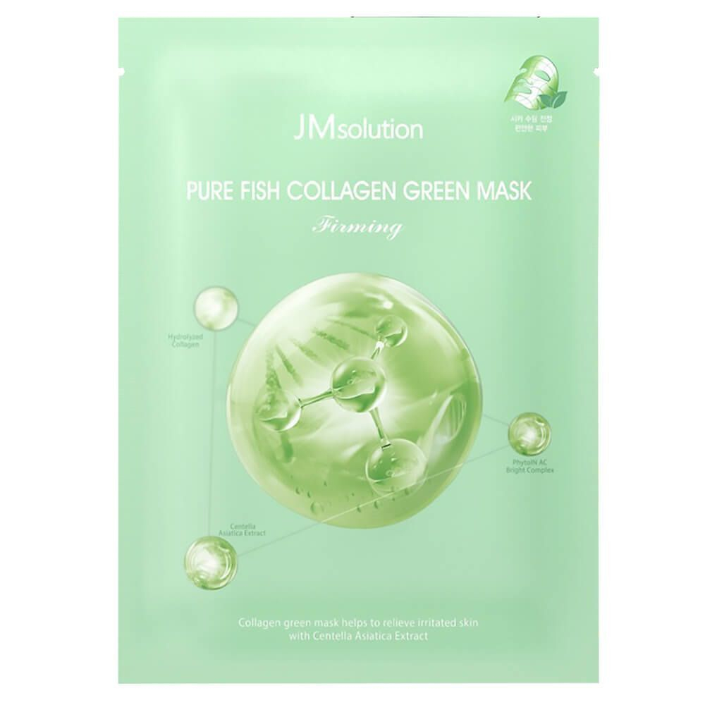 Тканевая маска с коллагеном успокаивающая JMSOLUTION Pure Fish Collagen Green Mask