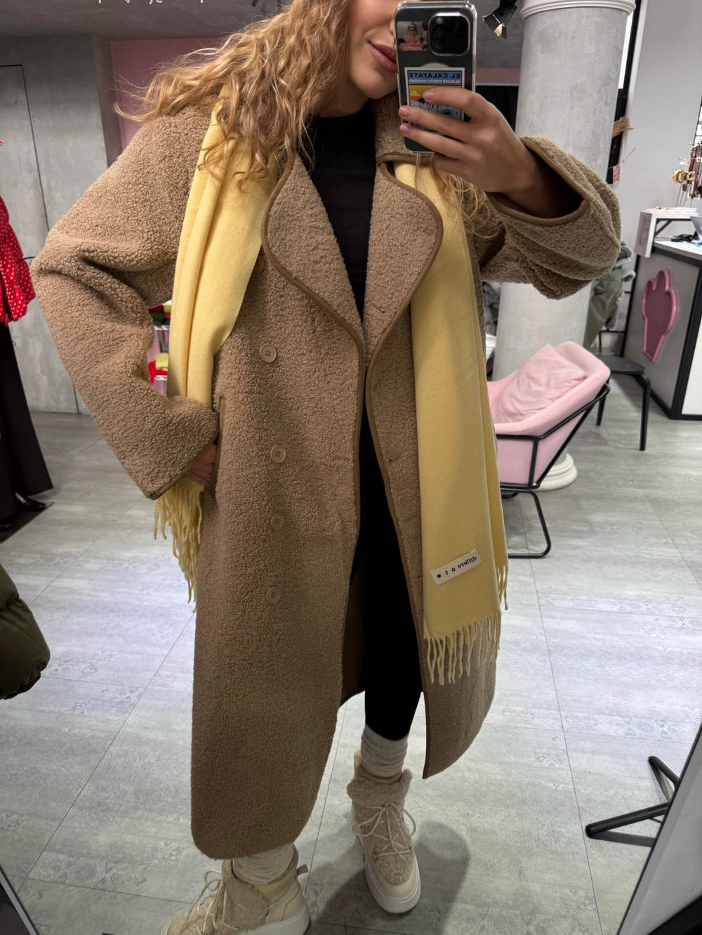 Дубленка Тэдди лонг бежевый