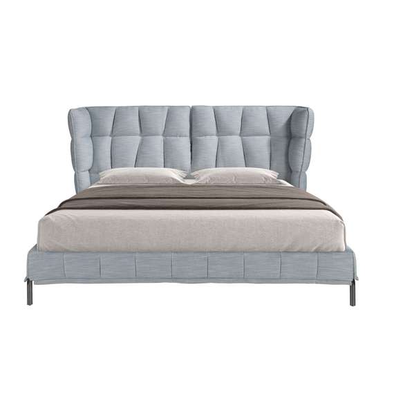 Кровать 7211 из ткани светло-голубовато-серого цвета