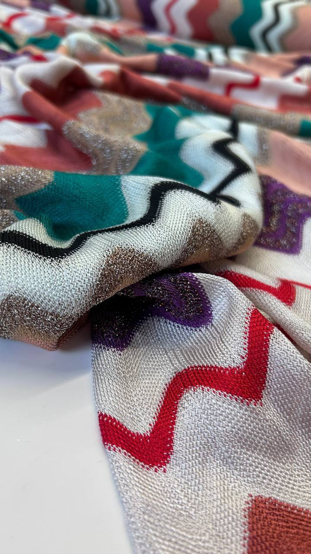 Трикотаж вискоза с люрексом Missoni в разноцветный зигзаг