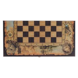 GAEM Игра настольная 3 в 1 (шахматы, шашки, нарды) "Морские", L50 W25 H6 см