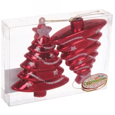 Елочные игрушки «Сказочная ёлочка» 8 см (набор 2 шт), Красный