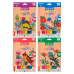 Карандаши цветные, Basir, деревянные, серия "Птицы", цветная упаковка, 18 шт