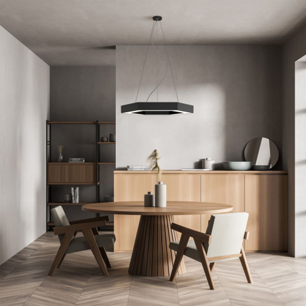 Светильник LED ЭРА Geometria SPO-121-B-40K-038 Hexagon 38Вт 4000K 4000Лм IP40 600*80 черный подвесной драйвер внутри | Декоративные светильники Geometria