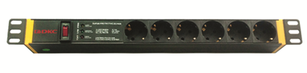 Блок розеток 19", 6 розеток DKC R519SH6OPSHSP