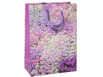Пакет бумажный 14*20*7см с ручками "Цветы" микс