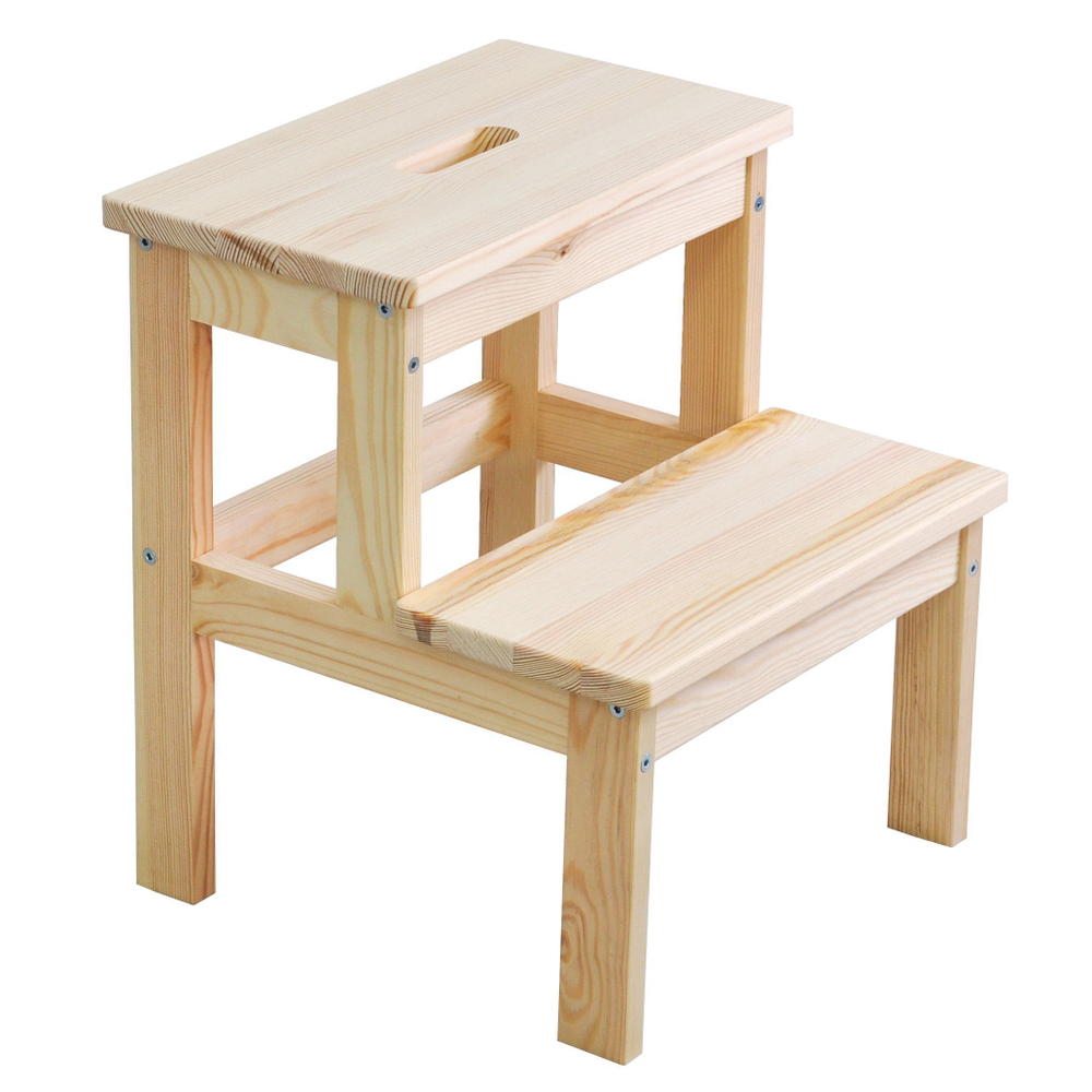 Табурет деревянный Беквэм из массива сосны, степ-стул переносной с ручкой