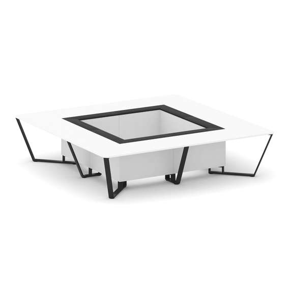 Steel Meet Стол переговорный квадратный KMK-PR.B.SP-16K Белый Бриллиант/Графит Глянец/Металл Черный