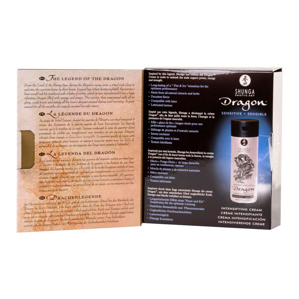 Мужской возбуждающий интимный крем эффект ледяного огня Дракон Сенситив Shunga Dragon Sensitive 60мл