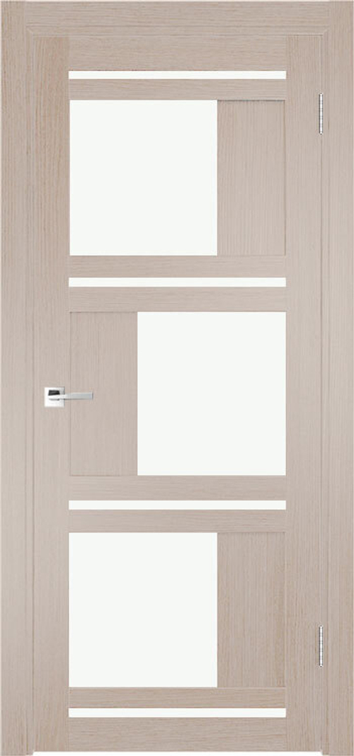 Межкомнатная дверь Баден 03 ДГ / Цвет тон Кремовая лиственница / Остекление "Сатинат белое" / Двери Верда
