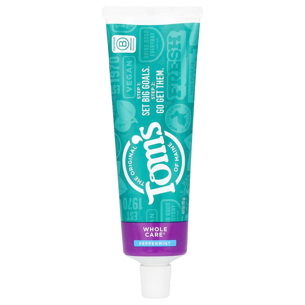 Tom's of Maine, Whole Care®, натуральная зубная паста от кариеса с фтором, перечная мята, 113 г (4 унции)