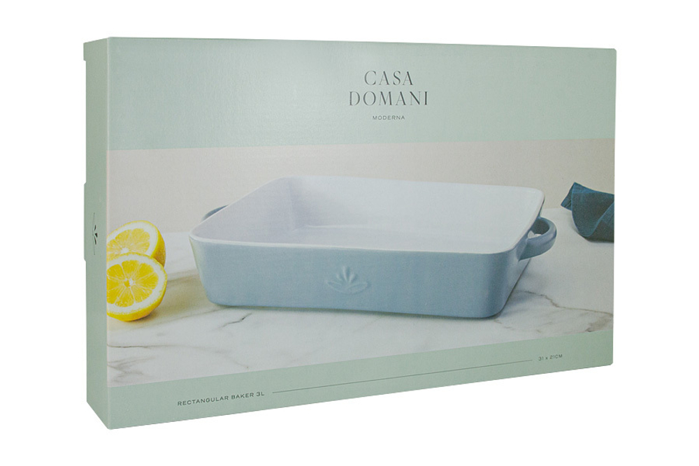 Блюдо прямоугольное 31х21см Casa Domani Moderna серо-голубое