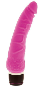 Розовый вибратор-реалистик с венками PURRFECT SILICONE CLASSIC 7.1INCH PINK - 18 см. (Цвет: розовый)