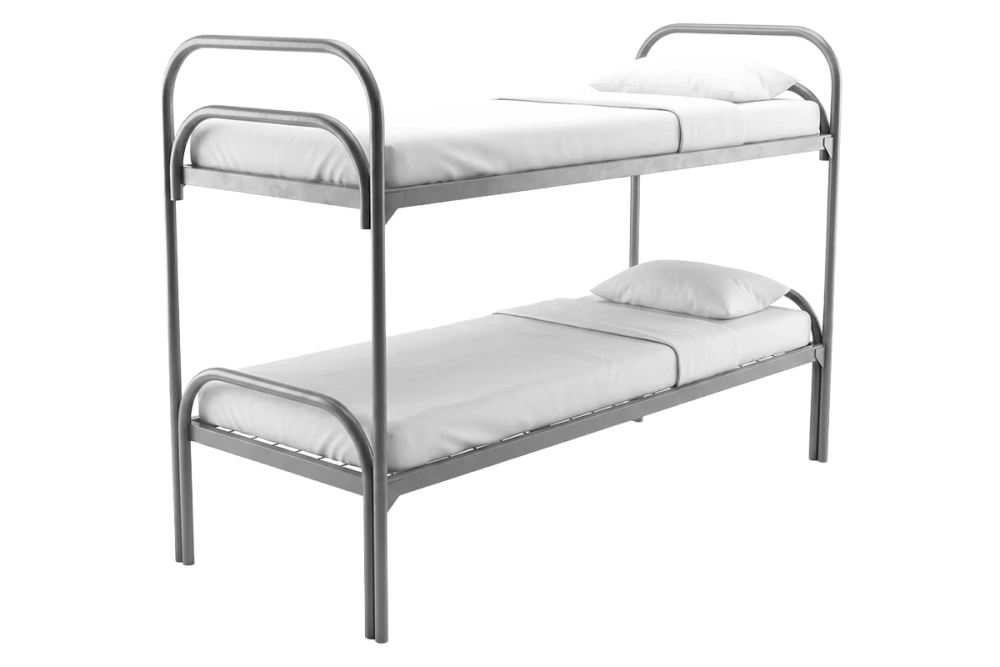 Кровать металлическая двухъярусная "Хард + 2", 70х190 см, сетка 100х100, двойная ножка, 2 перемычки