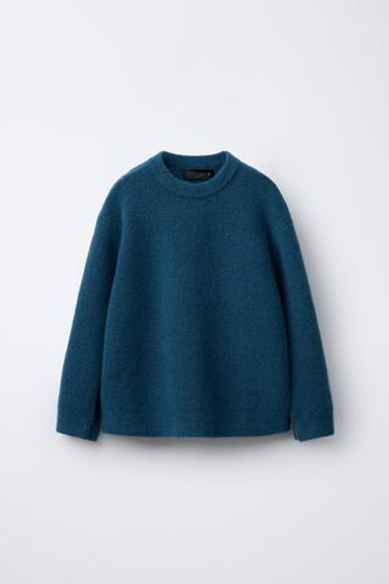 ZARA МЯГКИЙ ТРИКОТАЖНЫЙ ДЖЕМПЕР С ШЕРСТЬЮ, ЯРКО-СИНИЙ