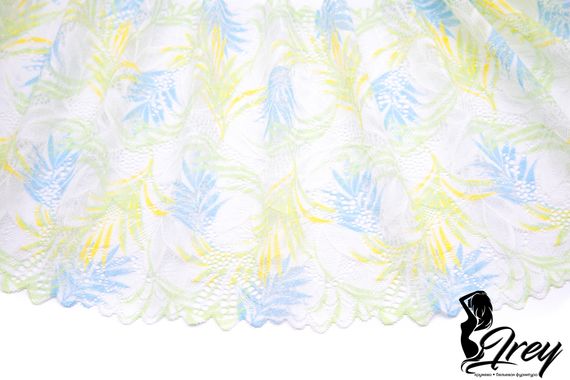 03-255 Кружево эластичное 22 см, айвори/желтый/голубой