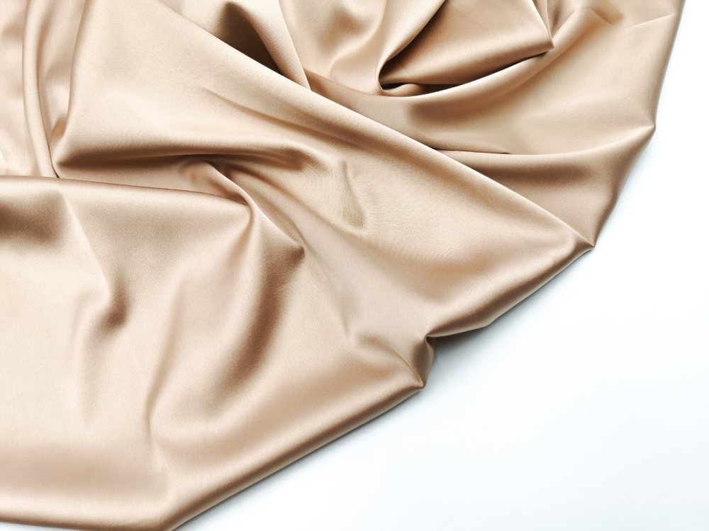 Атлас-стрейч, эластичный, бельевой, кофе с молоком