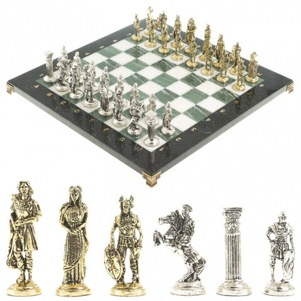 Шахматы "Галлы и Римляне" доска 40х40 см офиокальцит мрамор G 122640