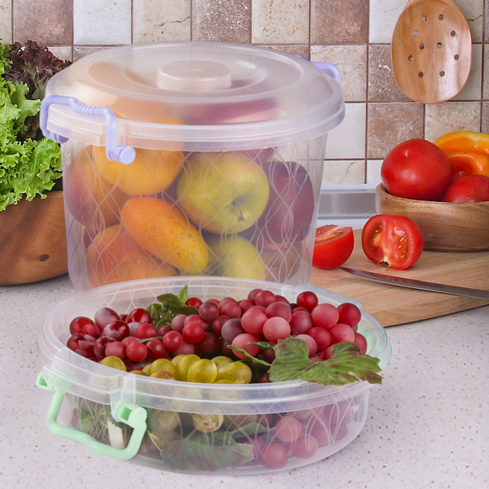 Контейнер 10л круглый с ручками прозрачный