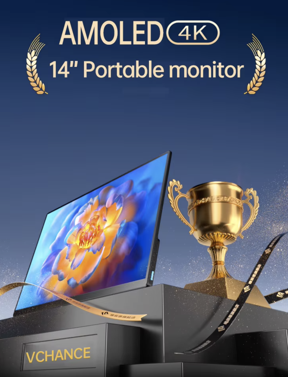14" Портативный монитор с встроенной подставкой AU14O 4K OLED 3840x2400, 60 Гц
