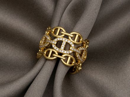 Кольцо разъемное "Hermes" 16мм, со стразами