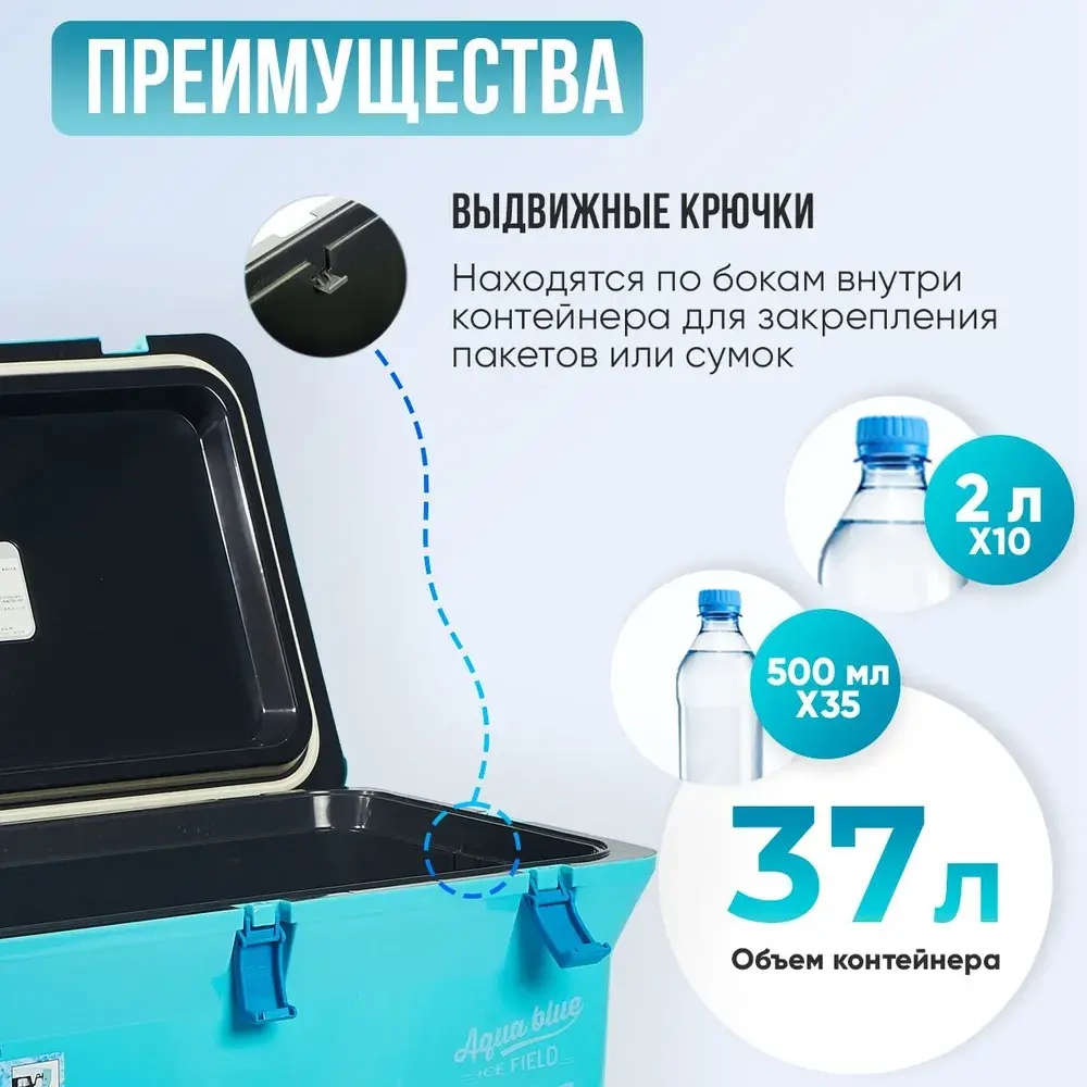 Термобокс - термоконтейнер,  SHINWA Aqua Blue 37A