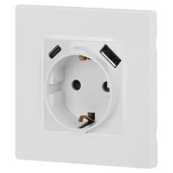 Розетка ЭРА Серия 12 12-4108-01 2P+E 16A-250В со шторками с USB type-A+C 5В-3А белый