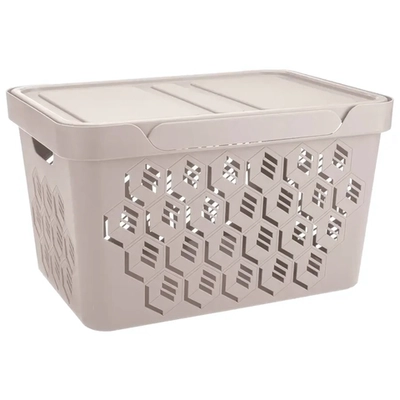 ЯЩИК С КРЫШКОЙ УНИВЕРСАЛЬНЫЙ DELUXE, 380х220 ММ, 18Л (Светло-бежевый)