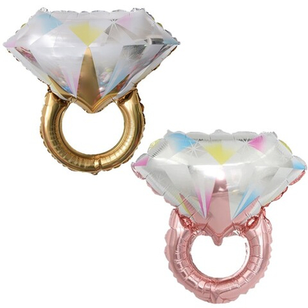 Фольгированный шар-фигура «Кольцо с бриллиантом», золото / розовое золото, 64 см