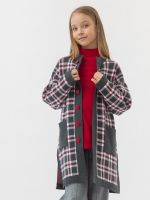 Кардиган серо-бело-красный для девочки арт. АТ922
