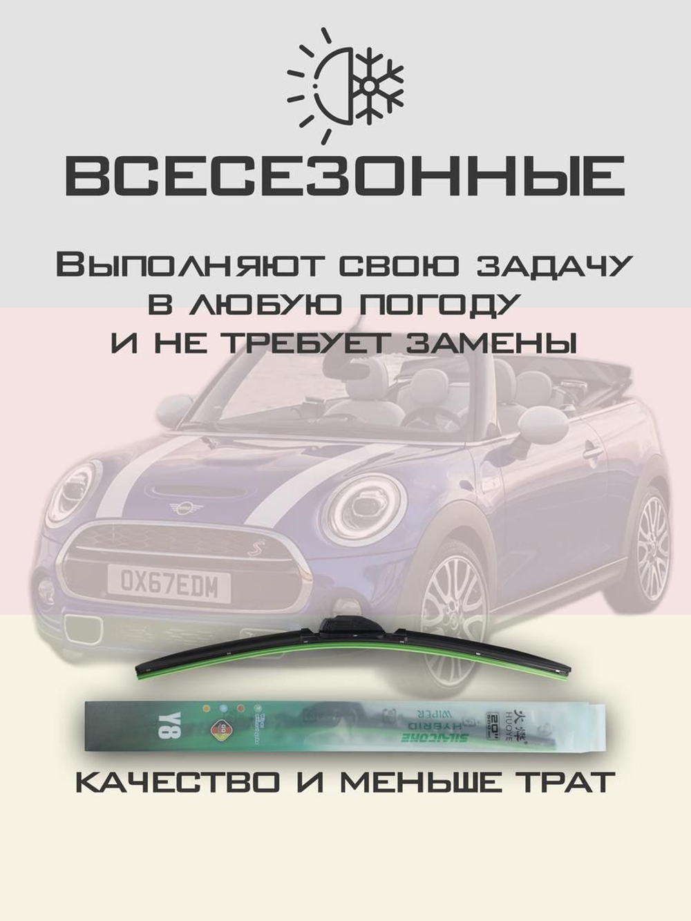 Щетки стеклоочистителя HUOYE Y8 450/475 мм на Mini Cabrio | Hook/J-Hook