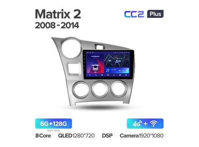 Магнитола Teyes CC2 Plus 6-128 Toyota Matrix 2 E140 2008 — 2014 9.0"
