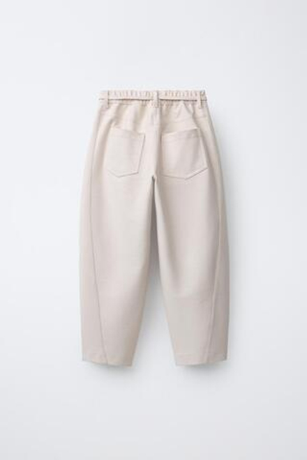 ZARA БРЮКИ BARREL НА ШНУРКЕ, ЭКРЮ